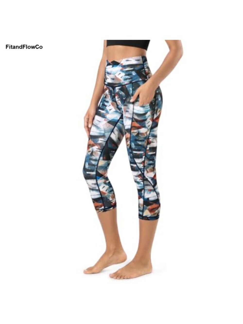 High Waisted Yoga Capris with Pockets Tummy Control Workout Leggings